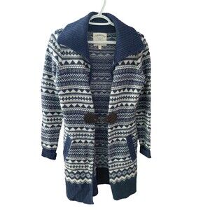 Cambridge Dry Goods Fair Isle Cardigan Lambswool Blend Toggle Button Sz S